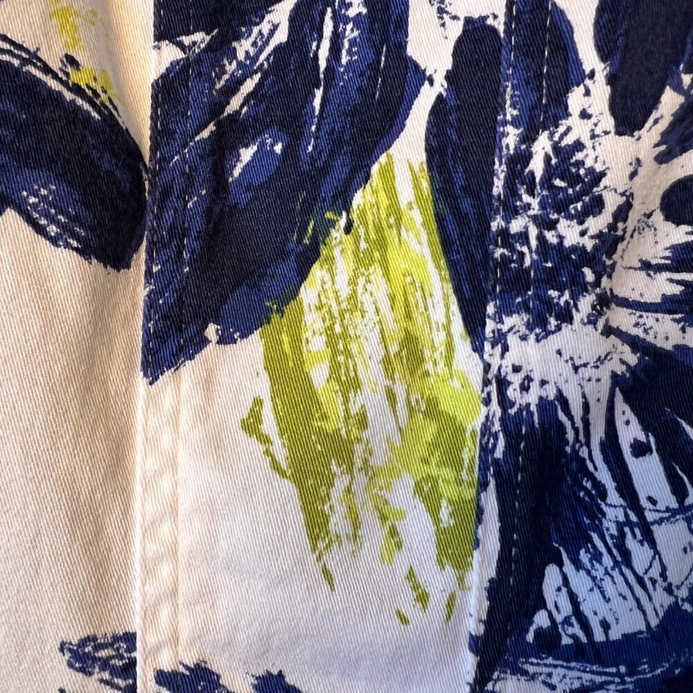 Addition by Chicos Jacket Womens Size 1 Blue and Green Floral White Denim - Picture 9 of 15